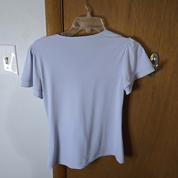 Calvin Klein Women's Light Blue V-Neck Top - Picture 4 of 4